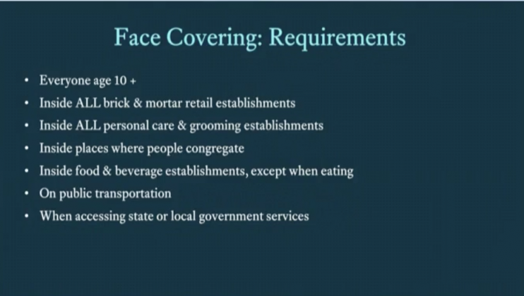 Residents must wear face coverings inside starting Friday. (WYDaily/ Screenshot courtesy of Gov. Ralph Northam)