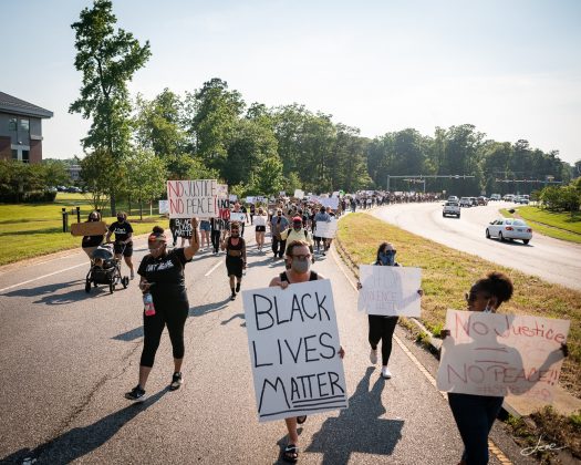 Hundreds rallied at the Williamsburg campus of Thomas Nelson Community College to protest racism and police violence Friday, June 5, 2020. (WYDaily/Courtesy of Joseph Miller)