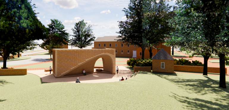 This image shows the finalized design concept for the Memorial to the African Americans Enslaved by William & Mary that was presented to the university’s Board of Visitors on Tuesday Aug. 25, 2020. (WYDaily/Courtesy of W&M)