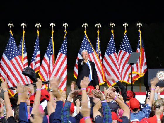Vice President Mike Pence speaks to thousands of supporters rallying for President Donald Trump's re-election campaign at the Newport News/Williamsburg International Airport. (WYDaily/ Gabrielle Rente and Julia Marsigliano)