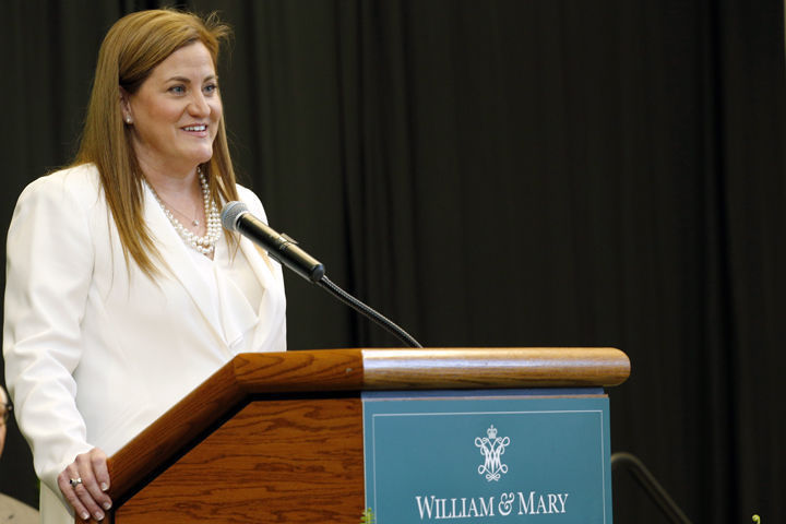 Samantha Huge speaks at her introductory news conference March 15, 2017. (WYDaily file/Courtesy of Tribe Athletics)