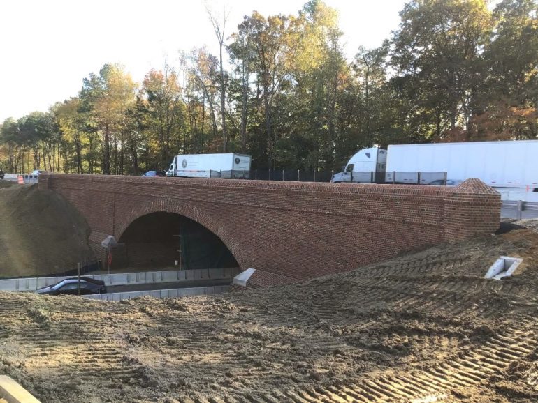 Newly widened eastbound I-64 bridge over Colonial Parkway where the first traffic shift will be taking place as early as Nov. 8. (WYDaily/Courtesy of VDOT)