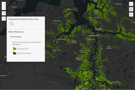 The new E.J. Tool offers a wealth of data layers that includes urban tree cover and many other environmental variables. (Courtesy of VIMS.)