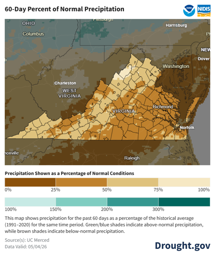 Normal Vigani Over 80% of Virginia experiencing severe drought conditions ...